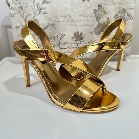 Nine West Golden Itzel dress mirrored sandals size 8 No Box - Picture 11 of 15